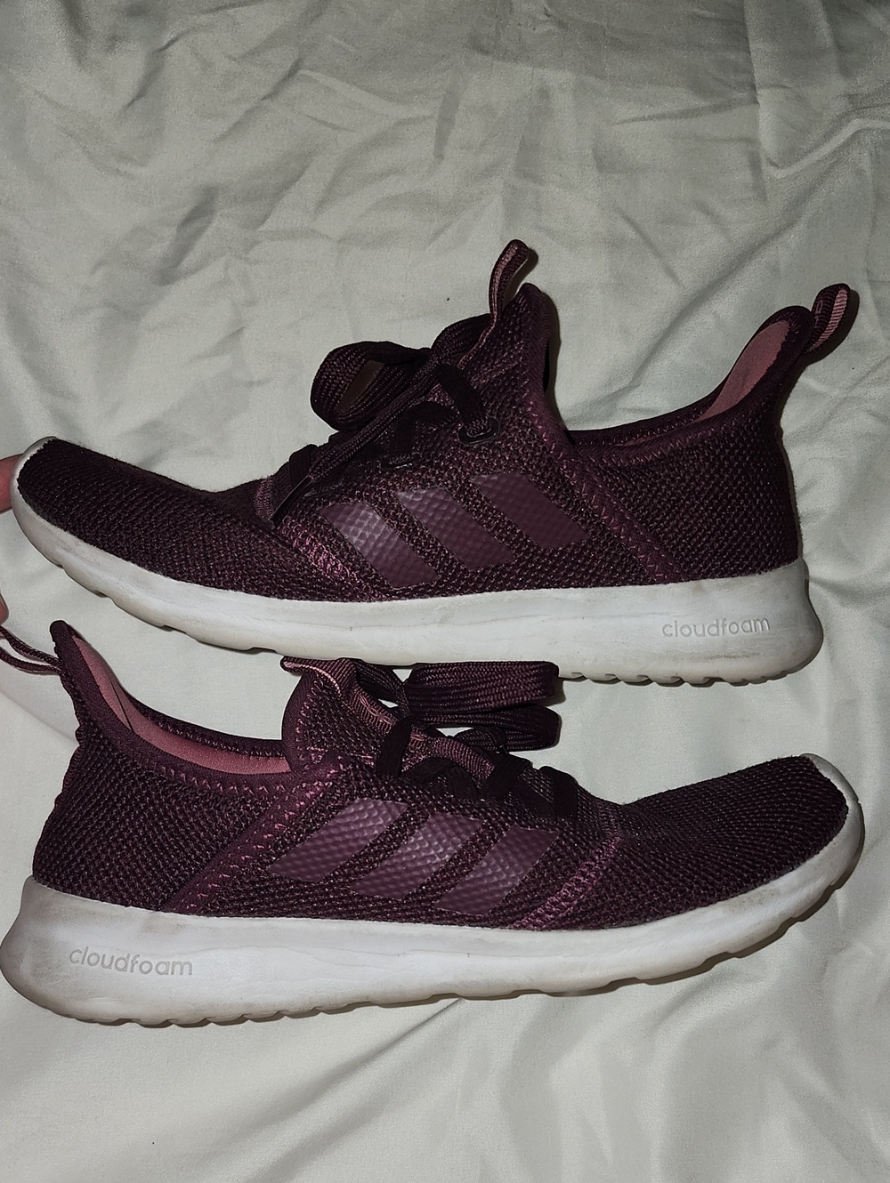 adidas Women's Cloudfoam Knit Running Shoes - Burgundy